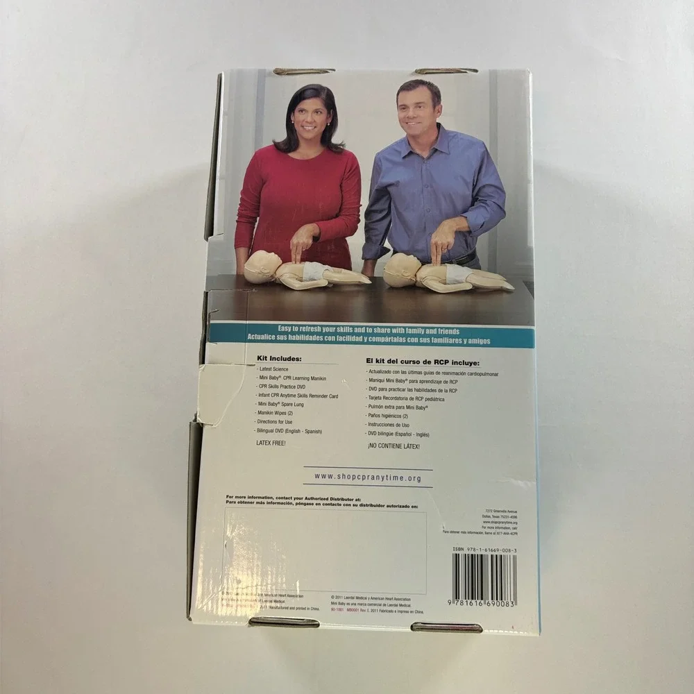 American Heart Association Infant CPR Anytime Kit Mini Baby Manikin DVD Laerdal